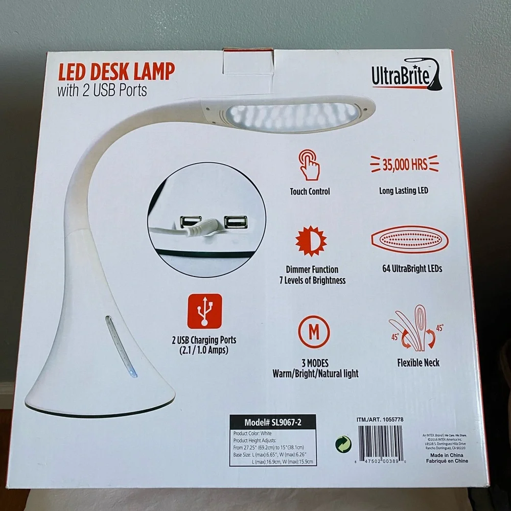 UltraBrite💡 LED Desk Lamp with 2 USB Ports - Picture 3 of 6